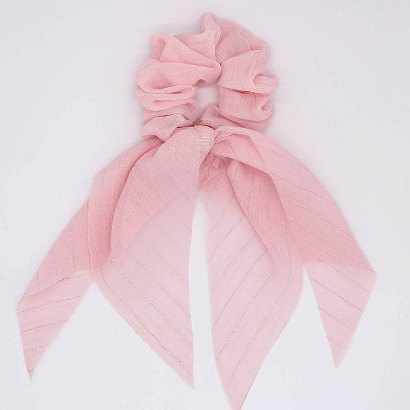 DINPREY Scarf Hair Ties for Women Girls, 8 Pcs Double Layer Bow Scrunchies for Hair Cute Bunny Ear Bow Scrunchies with Assorted Colors - Image 4